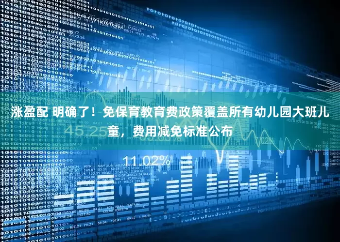 涨盈配 明确了！免保育教育费政策覆盖所有幼儿园大班儿童，费用减免标准公布