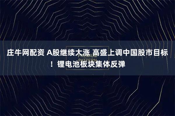 庄牛网配资 A股继续大涨 高盛上调中国股市目标！锂电池板块集体反弹