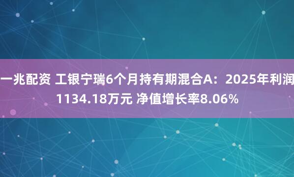 一兆配资 工银宁瑞6个月持有期混合A：2025年利润1134.18万元 净值增长率8.06%